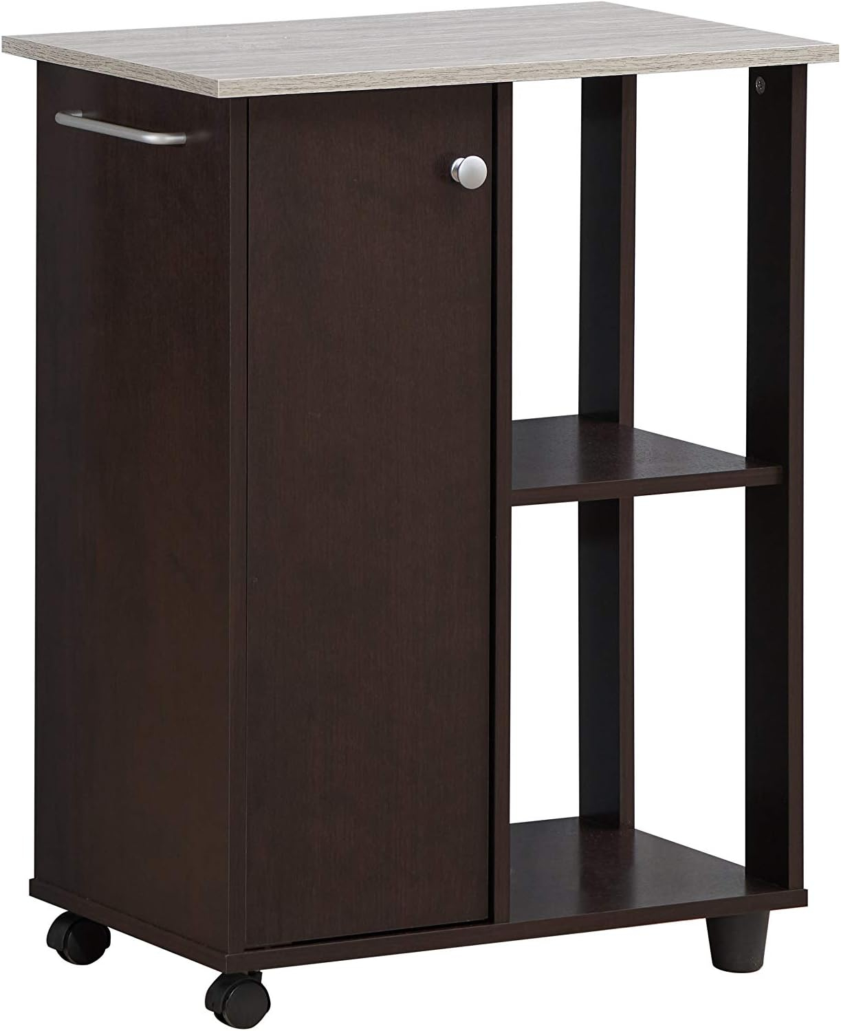 23.6" Wide Open Shelves and Cabinet Space Kitchen Cart