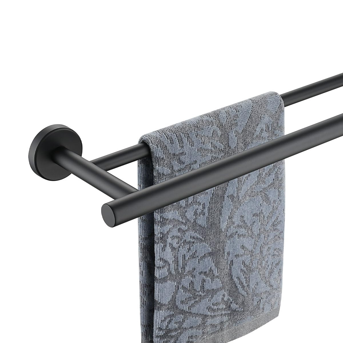 JQK Black Double Towel Bar, 20.5 Inch 304 Stainless Steel Thicken 0.8mm Towel Rack Bathroom, Towel Holder Matte Black Wall Mount, Useable Length 18 Inch, TB100L18-PB