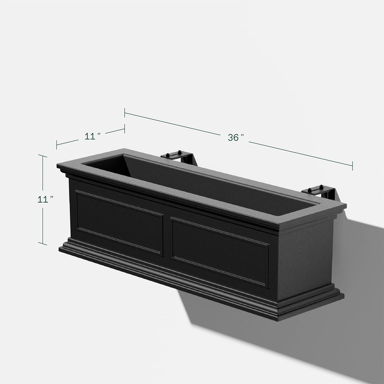 Veradek Brixton Railing Window Box 36" Planter Black 2 Pack Black