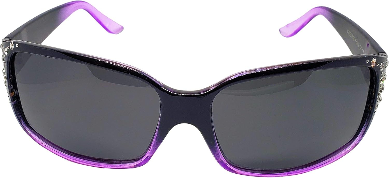 Polarized Sunglasses for Women - Premium Fashion Sunglasses - HZ Series Diamante Womens Designer Sunglasses (Black & Lavender, Dark Smoke)