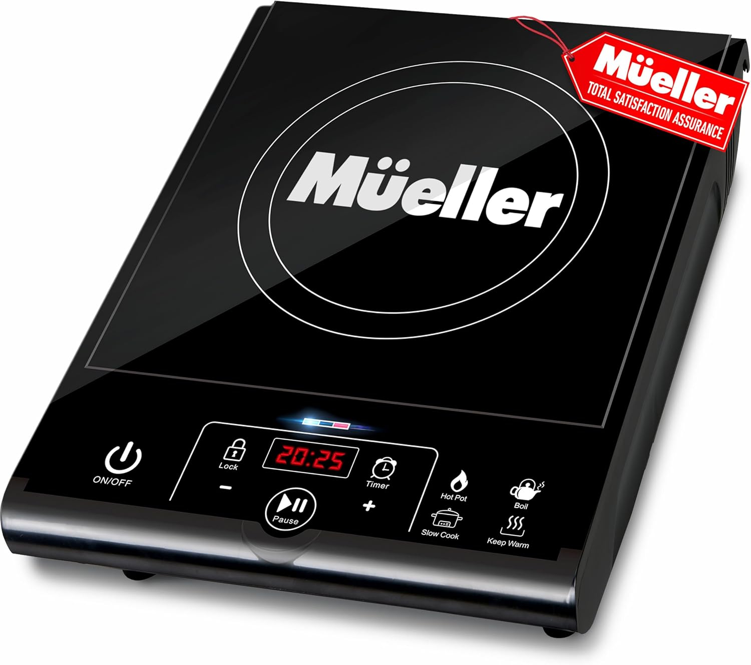 Mueller Austria RapidTherm Portable Induction Cooktop, 1800W Hot Plate Electric Stove Top Burner. 8 Temp Levels, Auto-Off & Pot Detection, LED Display, Child Lock, 4 Programs, Burners for Cooking
