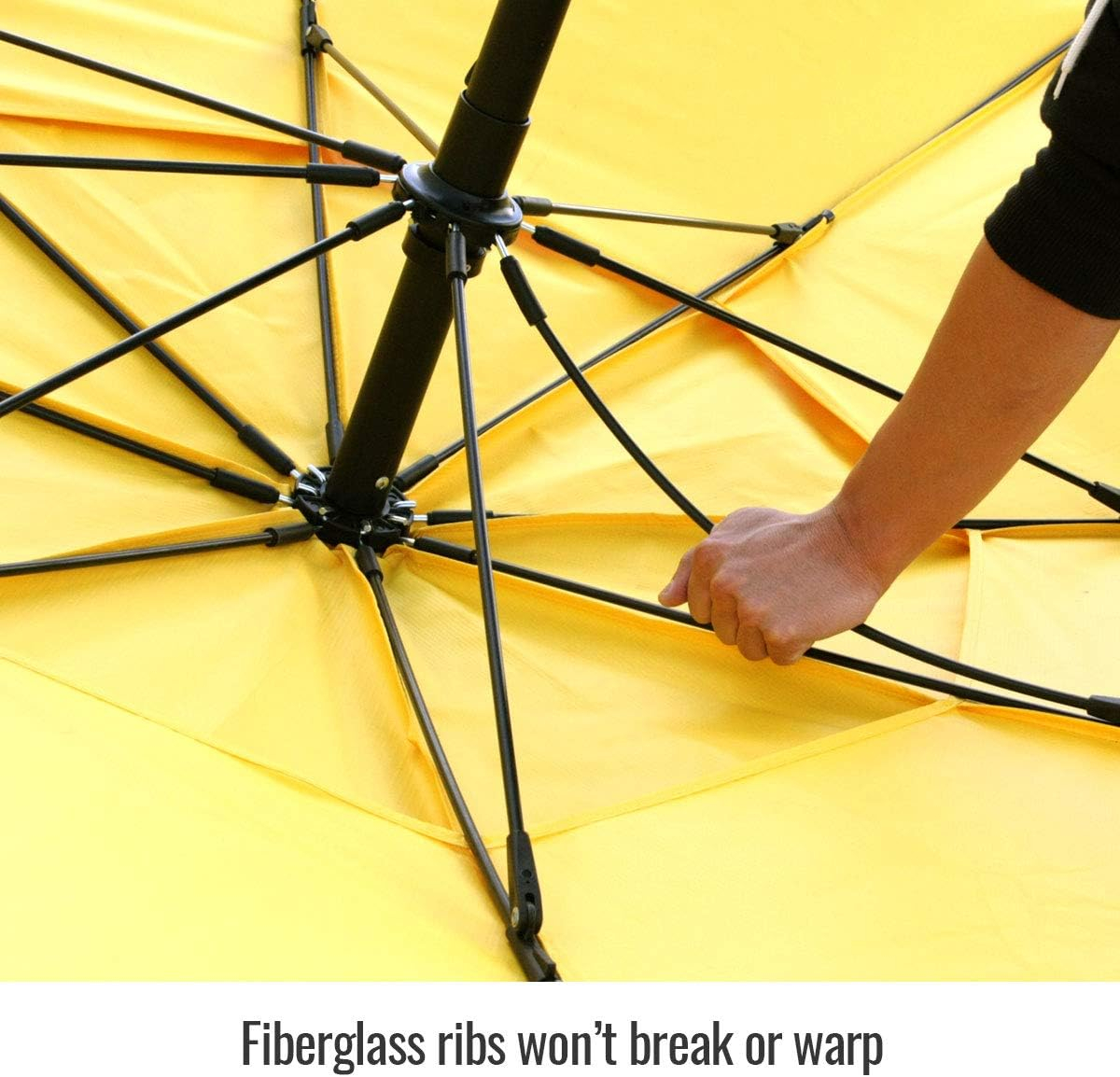 Yellow Vinyl Industrial Umbrella with Black Tripod Stand