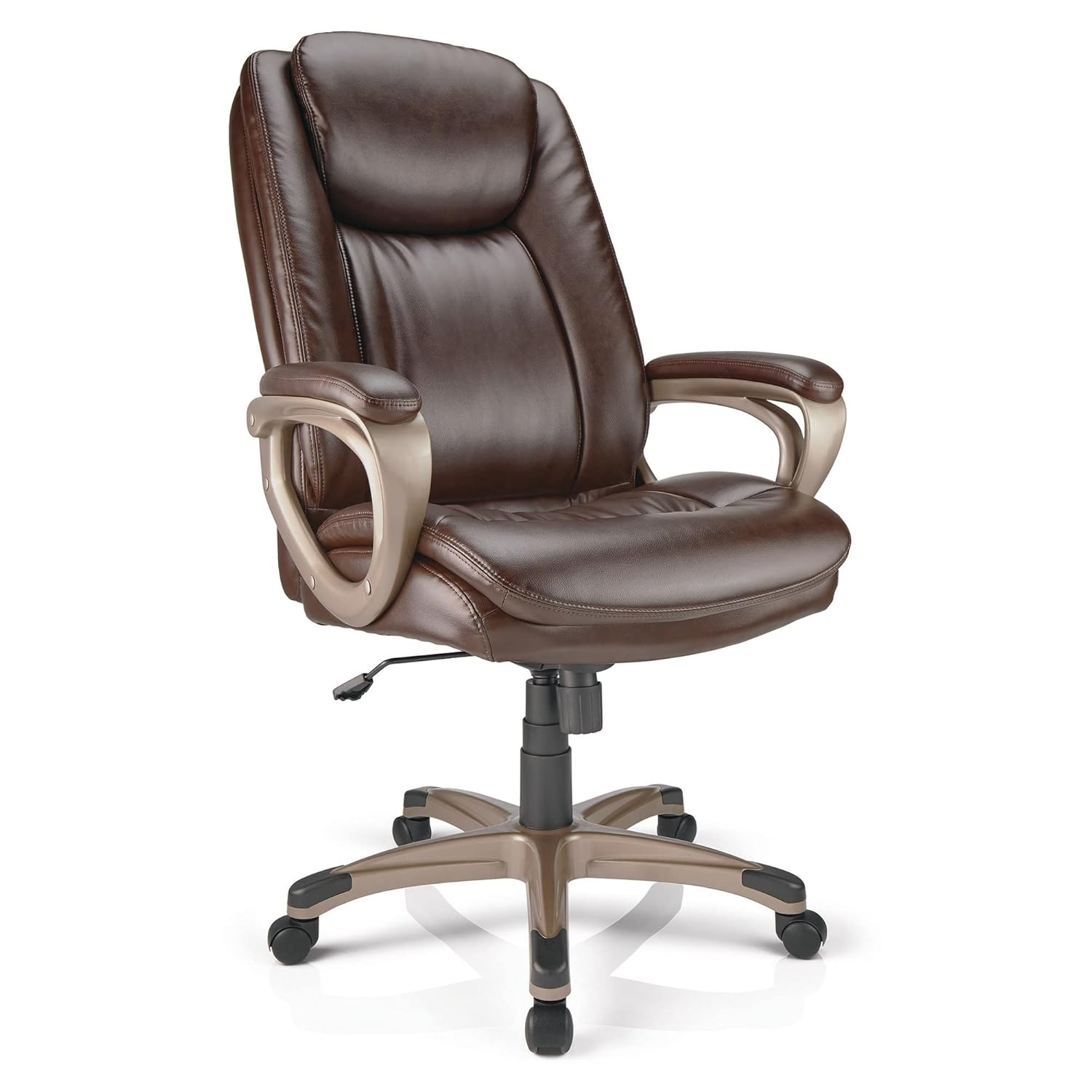 Treswell Brown and Champagne High-Back Leather Swivel Chair