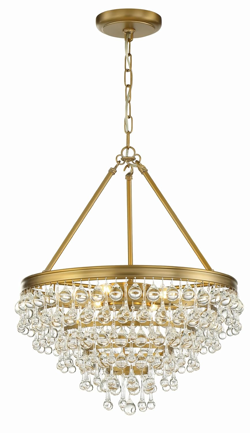 Vibrant Gold 6-Light Crystal Teardrop Chandelier