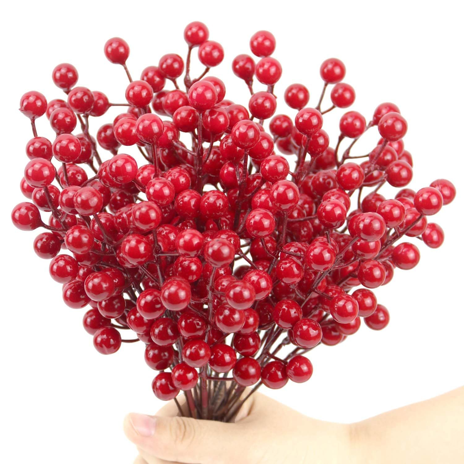 Holzlrgus Red Berries,30 Pack Artificial Red Berry Stems for Christmas Tree Decorations, Crafts, Holiday and Home Decor,10.2 Inch