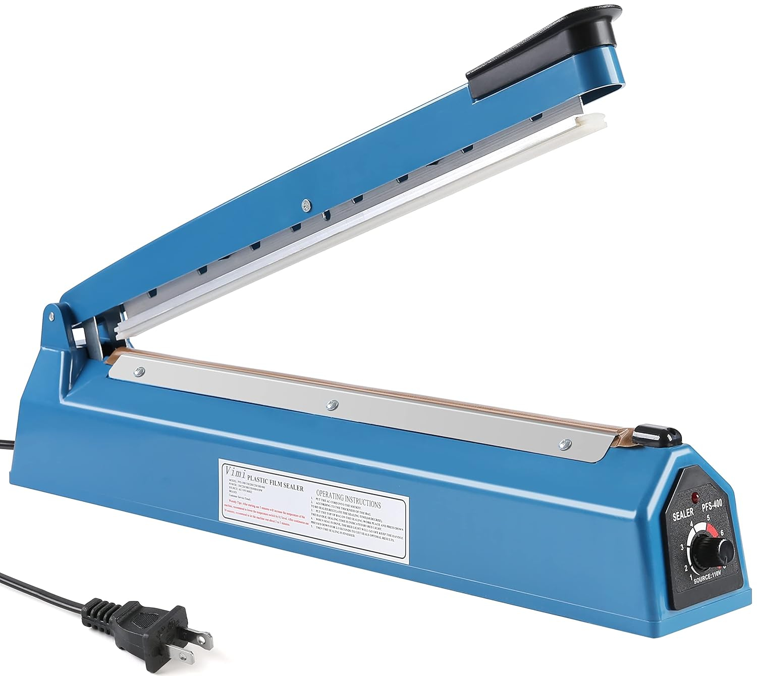 16 inch Impulse Heat Sealer Manual Bags Sealer Heat Sealing Machine Poly Bag Heat Sealer Sealing Machine for Plastic Bags PE PP Bags with Extra Replace Element Grip