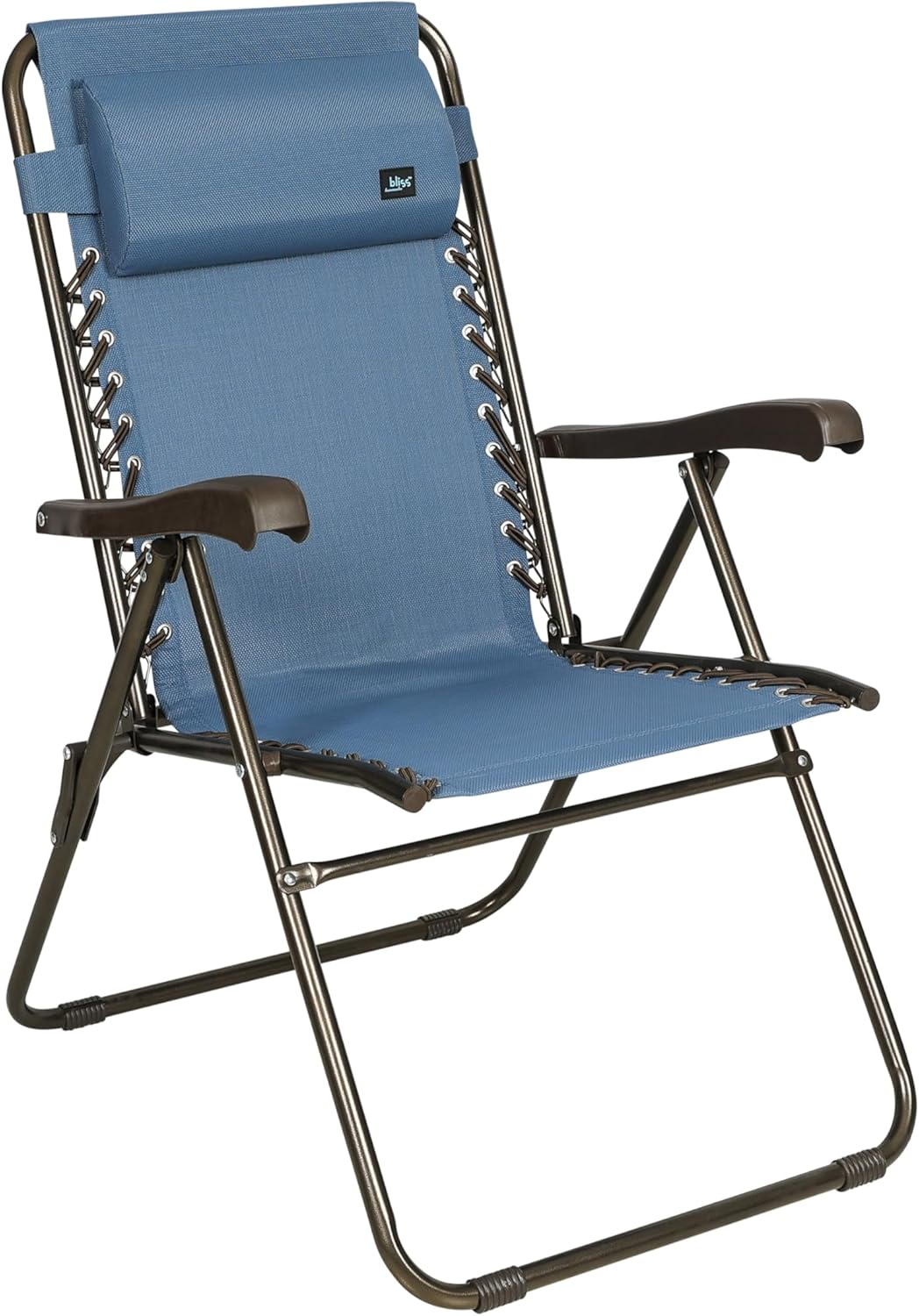 Bliss Hammocks GFC-612-BF Wide Reclining Sling w/Pillow, Foldable, Outdoor, Lawn, Deck, Patio, Adjustable Lounge Chair, Weather & Rust Resistant, 275 Lbs Capacity, Blue Flower, 26-Inch