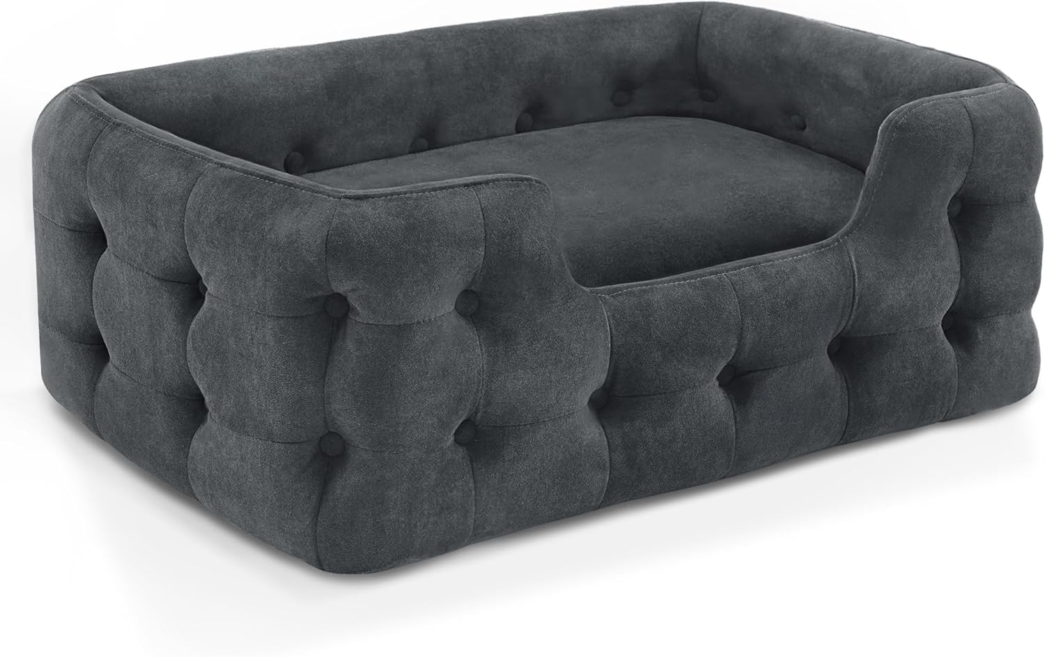 MCombo Dog Sofa Bed, 33 Inches Length Foam Pet Bed with Washable Cushion Cover, Modern Pet Couch for Small Medium Dogs, 0553 (Blackish Green)