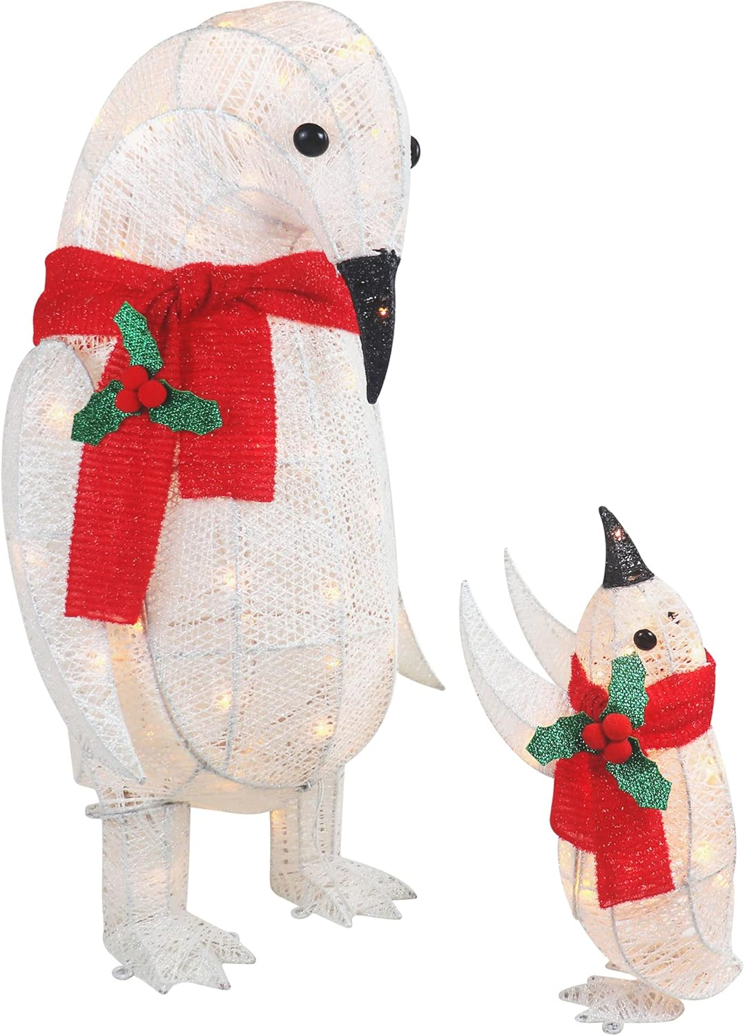 2 Piece Penguin Family Outdoor Christmas Decoration Perfect for Indoor or Outdoor Lighted Christmas Yard Display 210 Lights (White)