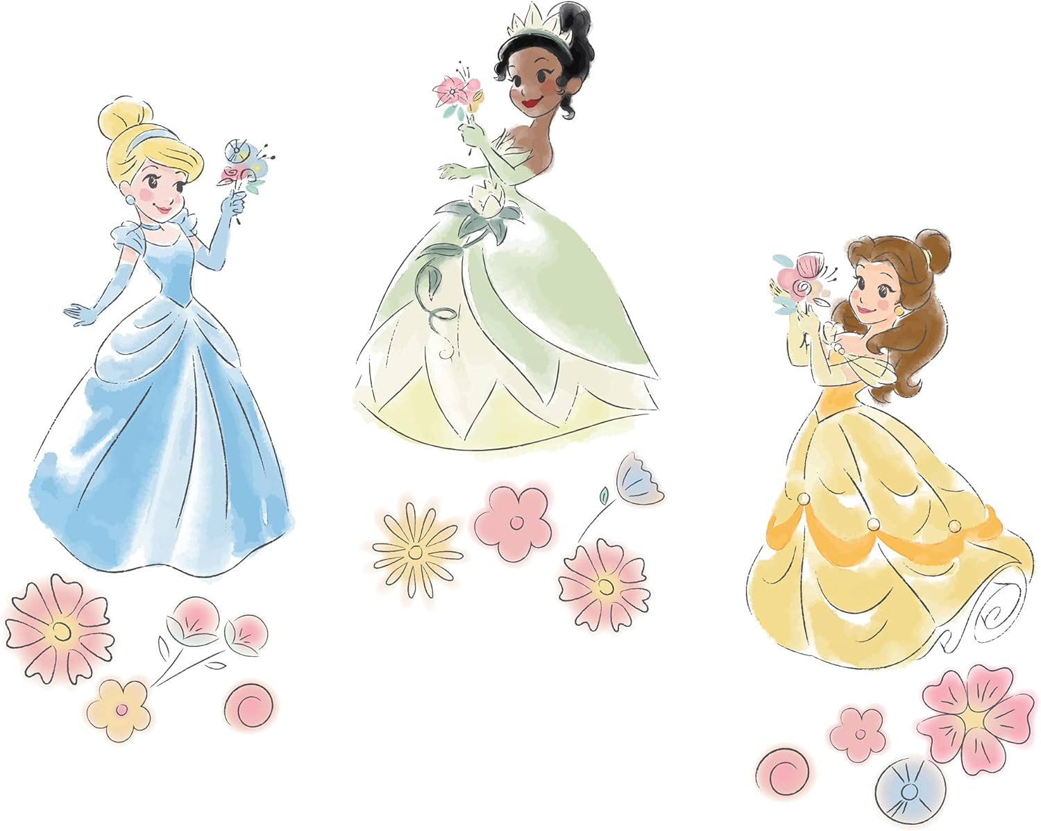 Lambs & Ivy Disney Princesses Wall Decals/Stickers - Belle/Tiana/Cinderella