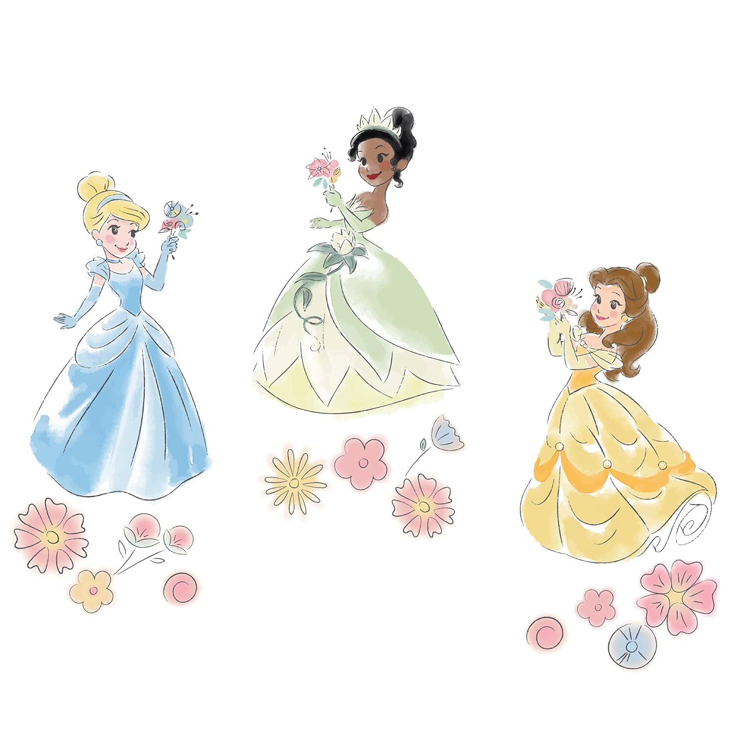 Lambs & Ivy Disney Princesses Wall Decals/Stickers - Belle/Tiana/Cinderella