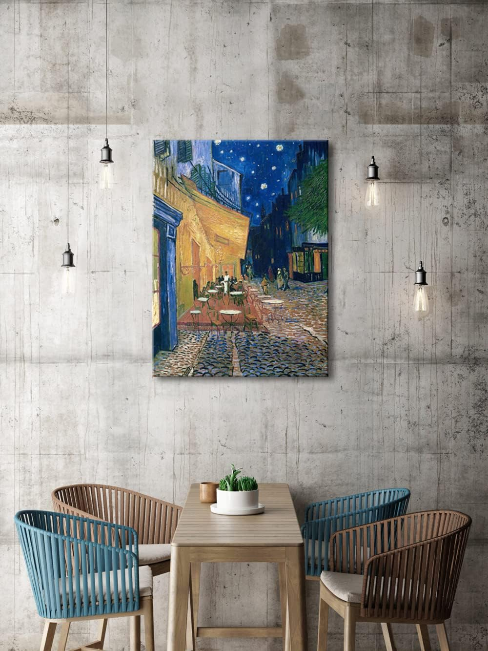 Wieco Art Cafe Terrace at Night Canvas Prints Wall Art by Van Gogh Classic Oil Paintings Reproduction Large Gallery Wrapped Cityscape Picture Giclee Artwork for Dining Room Home Office Decorations