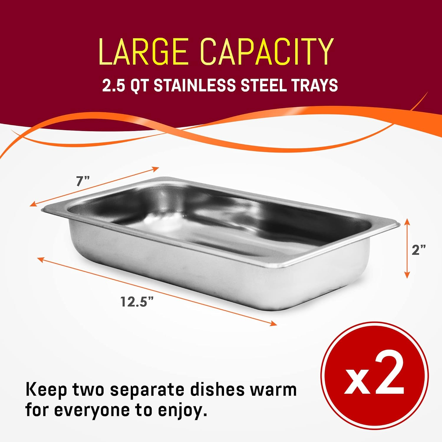 Elite Gourmet 2 x 2.5 Qt. Stainless Steel Electric Buffet Server EWM-6122
