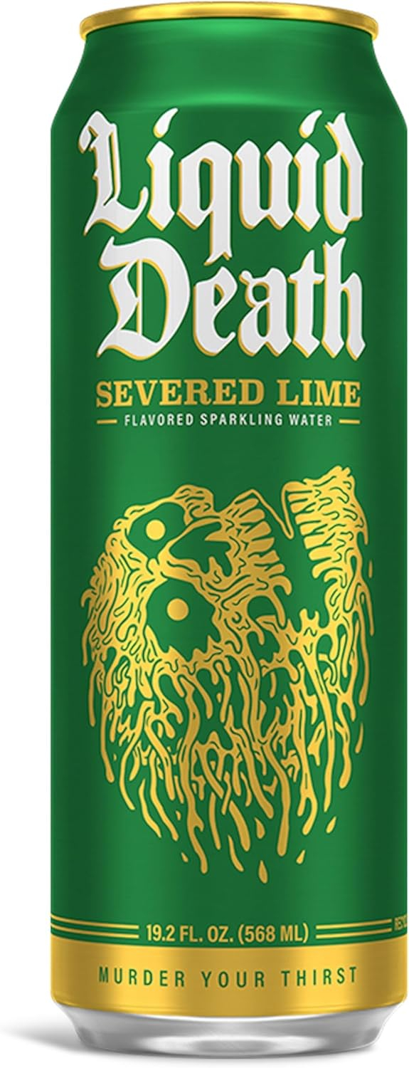 Liquid Death, Severed Lime, Lime-Flavored Sparkling Water, 8-Pack (19.2oz Cans), Low Calorie & No Artificial Sweeteners