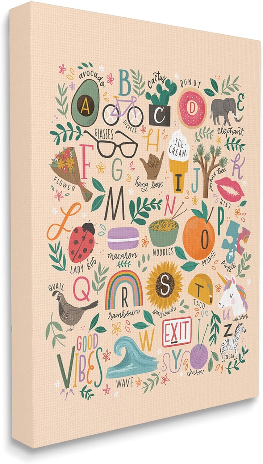 Stupell Industries Whimsical Kid's Alphabet Playful ABC Illustrations Everyday Items, 16 x 20, Design by Loni Harris