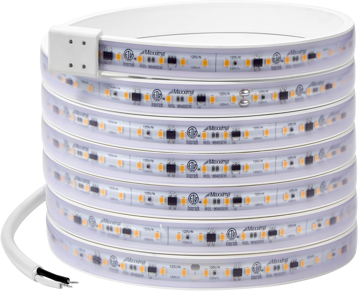 Maxxima 96 in. LED Under Cabinet Strip Light, Hardwired, 3680 Lumens, 3000K Warm White, 120V White Cove Light