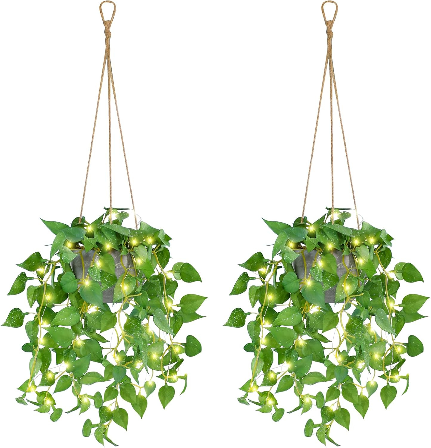 Hanging Plant Fake Plants with Pots, 2 Pack Artificial Plants, Faux Anthurium Leaf Basket for Wall Home Room Indoor Outdoor Decor