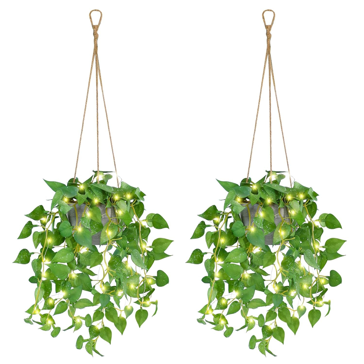 Hanging Plant Fake Plants with Pots, 2 Pack Artificial Plants, Faux Anthurium Leaf Basket for Wall Home Room Indoor Outdoor Decor