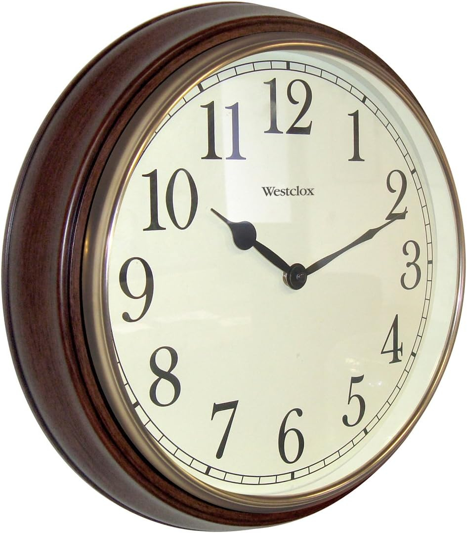 Westclox 15.5" Round Woodgrain Look Analog QA Wall Clock