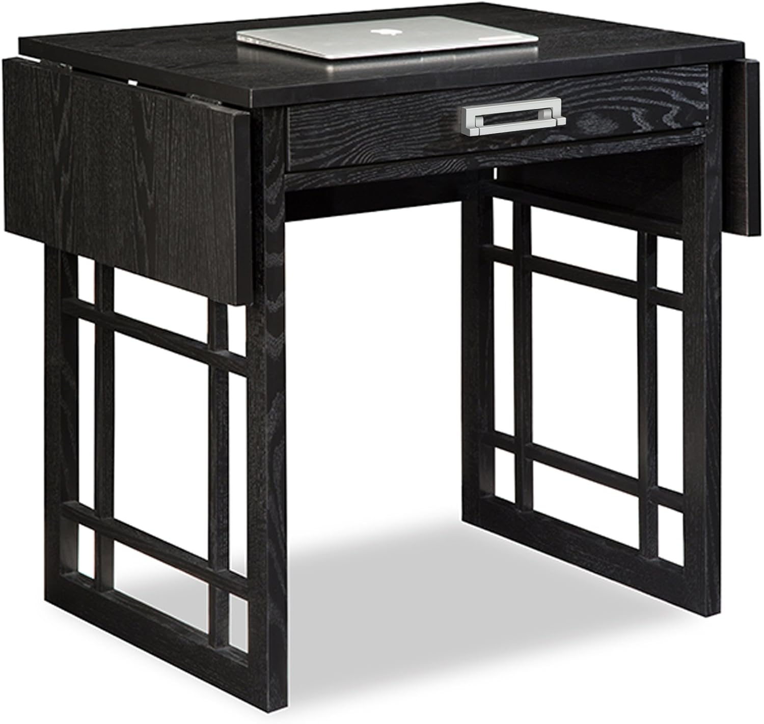 Solid + Manufactured Wood Drop Leaf Computer Writing Desk in Chocolate Oak