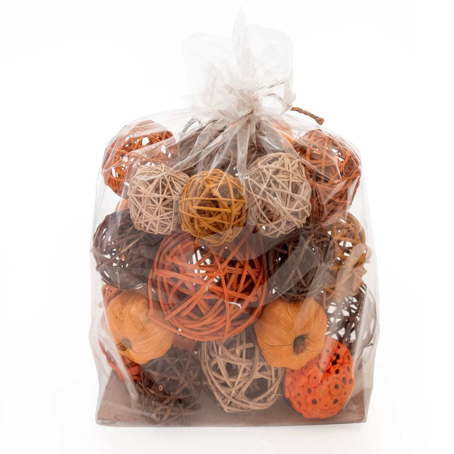 ANDALUCA Orange Decorative Vase Filler Bag with Mini Pumpkins, Orbs, Balls & Flowers Bowl Filler Decor (Pumpkin Orange)
