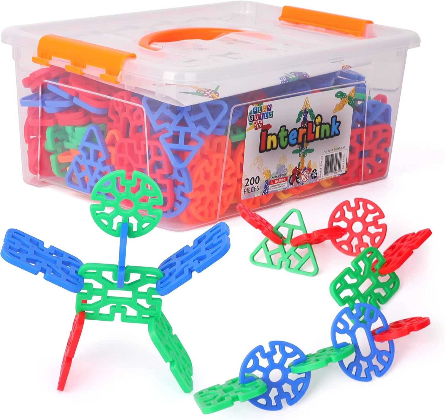 Play Build Interlinks Connector Building Toys, Interlocking Stem Toys for Boys and Girls, Baby and Toddler Toys, Creative Construction Stem Building Toys, Ages 3+