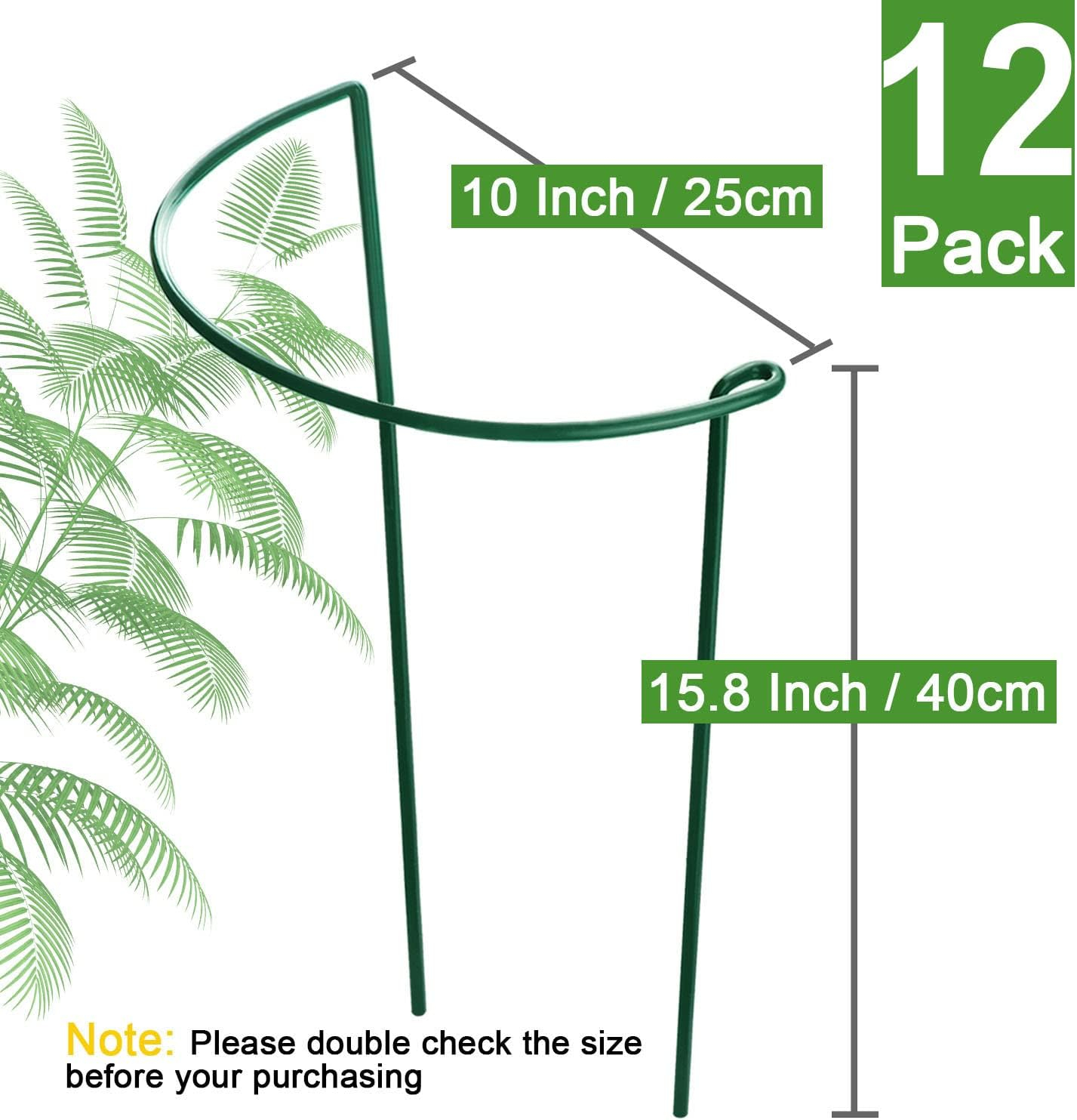 HiGift 12 Pack Plant Stakes for Indoor Plants, Metal Garden Peony Support Cages, Outdoor Plant Supports Ring Prop, Large Plant Stake for Hydrangea,Rose,Flower,Vine,Potted Plants (10" W x 15.8" H) C21