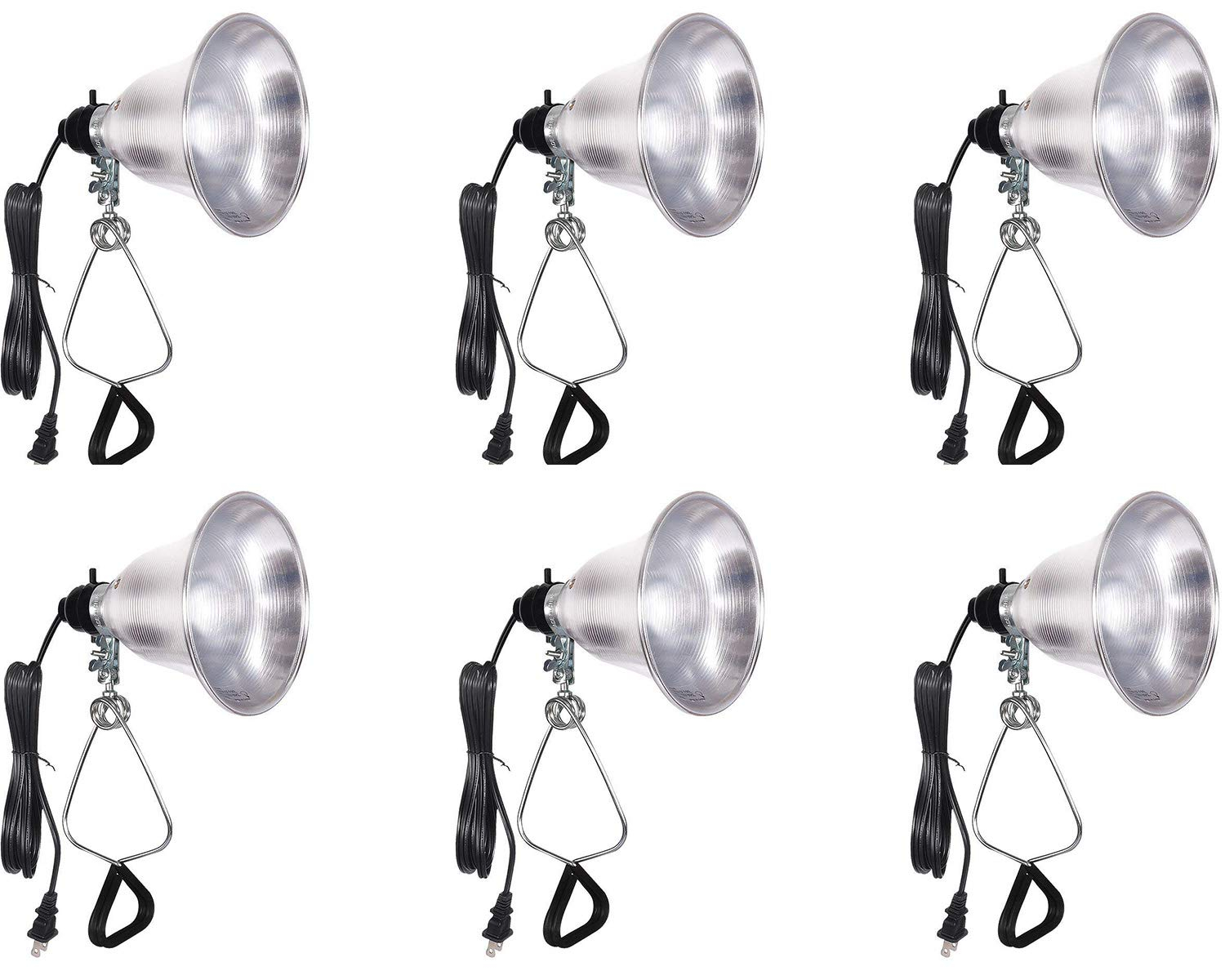Simple Deluxe 6-Pack Clamp Lamp Light with 5.5'' Aluminum Reflector, 60 Watt E26 (No Bulb Included), 6 Feet 18/2 SPT-2 Cord, for Reptiles Plants Growing