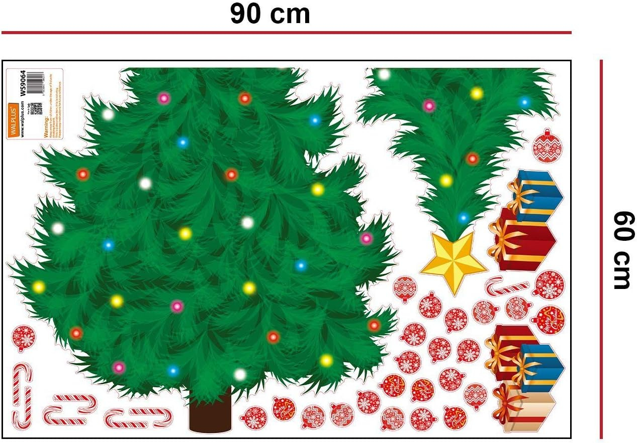 Christmas Decorations Clearance for Home Indoor Wall Stickers Merry Christmas Decor Wall Murals Decals Living Room Children Nursery Restaurant Cafe Hotel Home Decor (Traditional Christmas Tree)