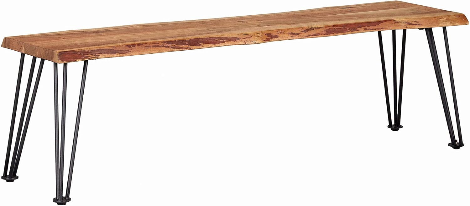 Coaster Sherman Wood Live-edge Bench Natural Acacia and Matte Black