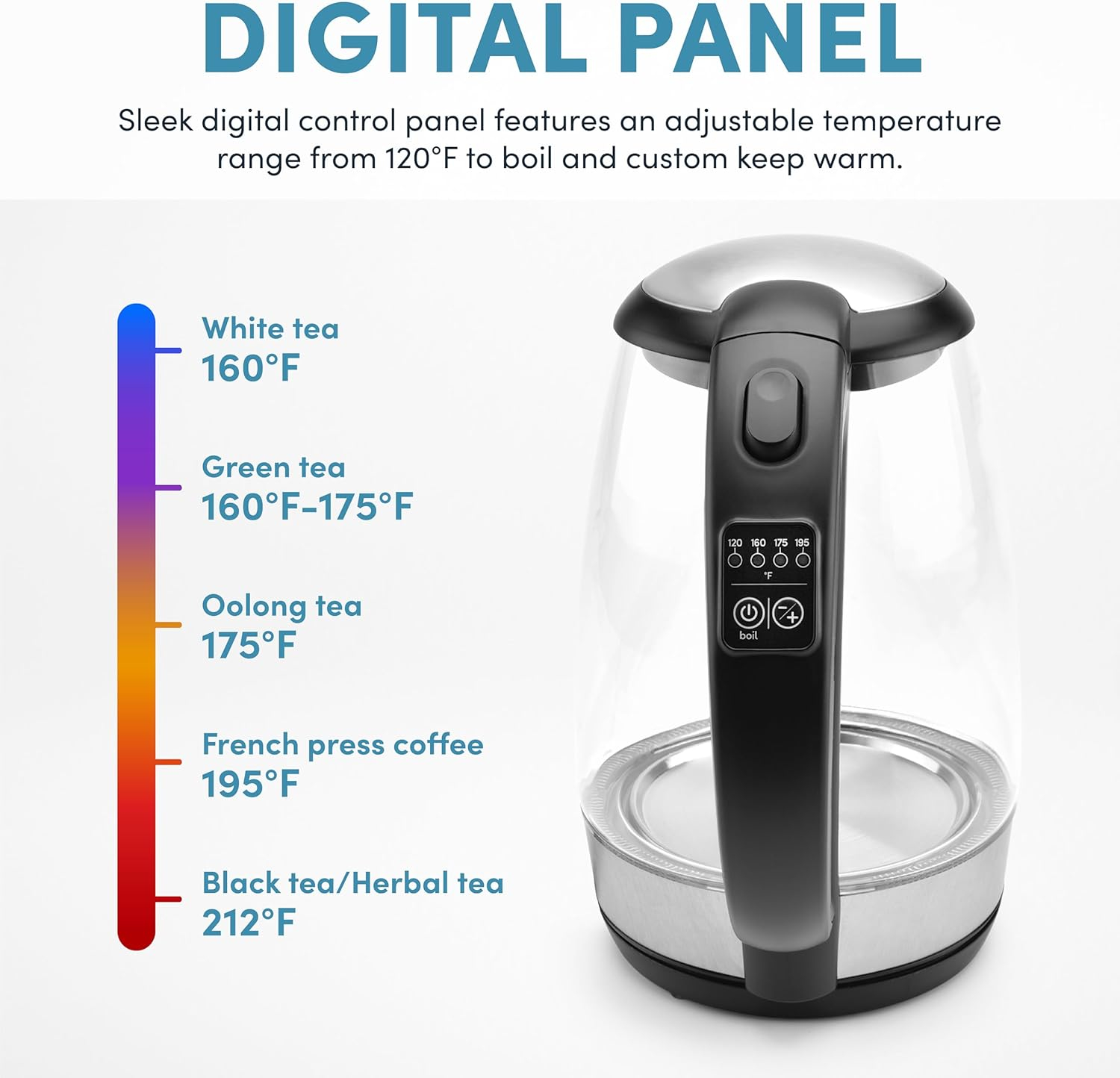Aroma® 1.7L / 7-Cup Digital Glass Kettle (Awk-162bd)