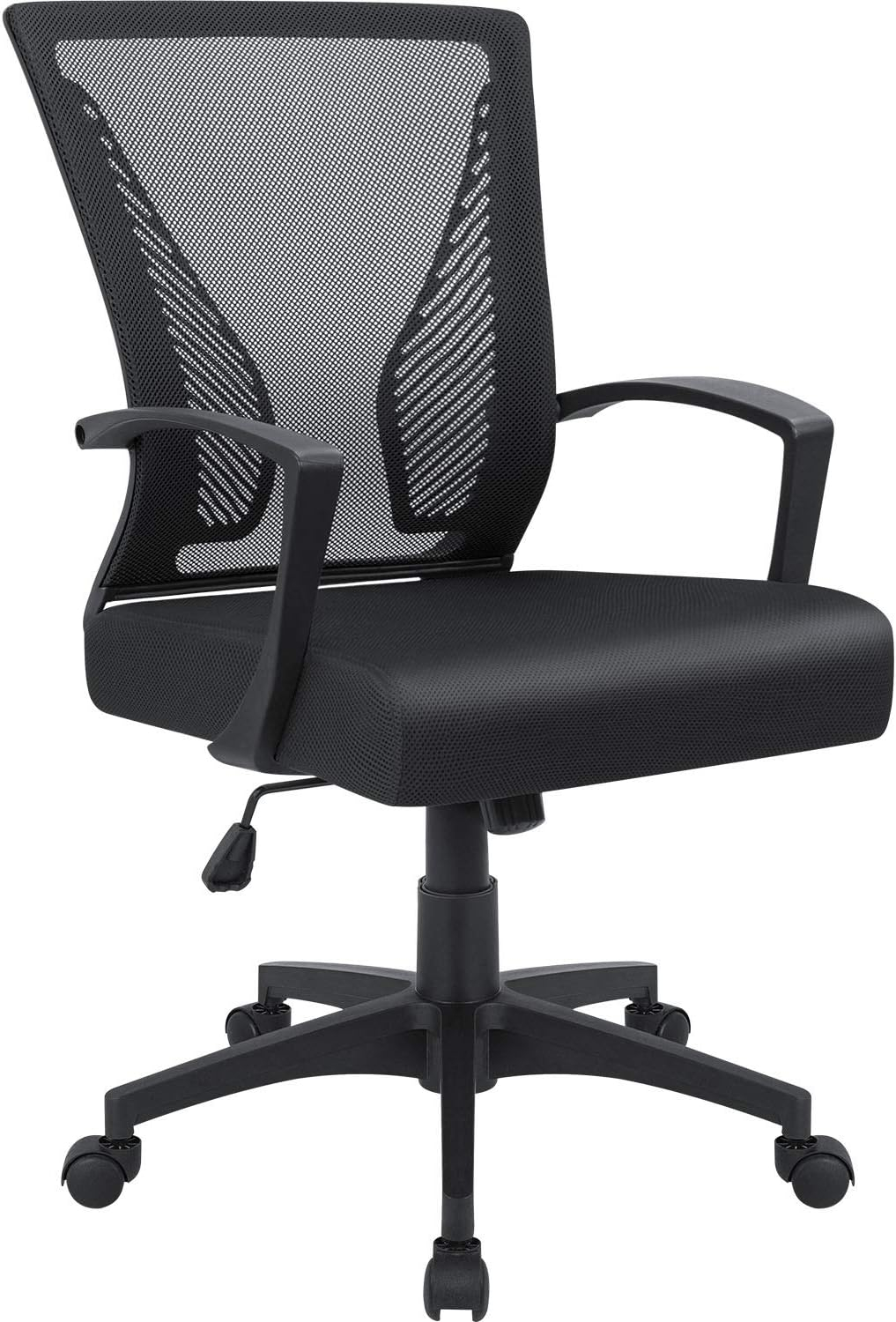 Furmax Office Chair Mid Back Swivel Lumbar Support Desk Chair, Height Adjustable Computer Ergonomic Mesh Chair with Armrest, Black