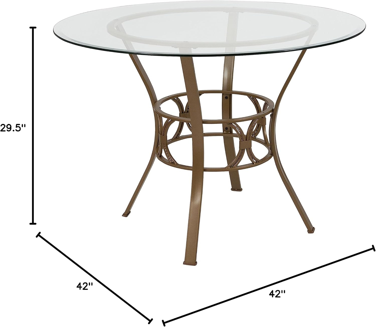 Flash Furniture Carlisle 42'' Round Glass Dining Table with Matte Gold Metal Frame