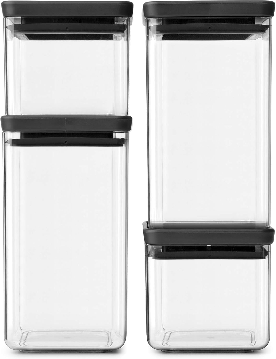 Brabantia Brabantia Set of 4 Tasty+ Stackable Square Canisters - 2 x 0.7 Quart (0.7L) & 2 x 1.7 Quart
