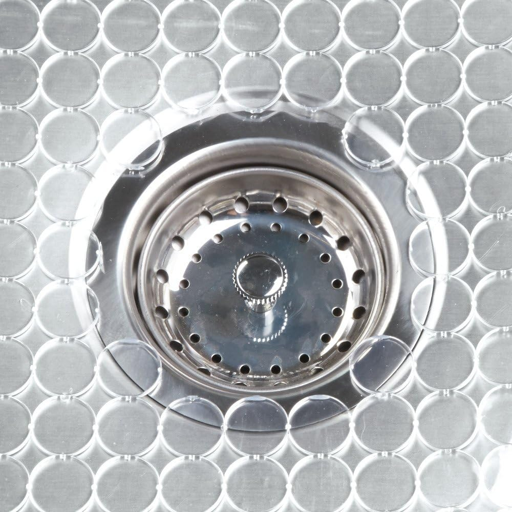 iDesign Orbz PVC Plastic Sink Grid, Non-Skid Dish Protector for Kitchen, Bathroom, Basement, Garage, 12" x 15.5" - Clear