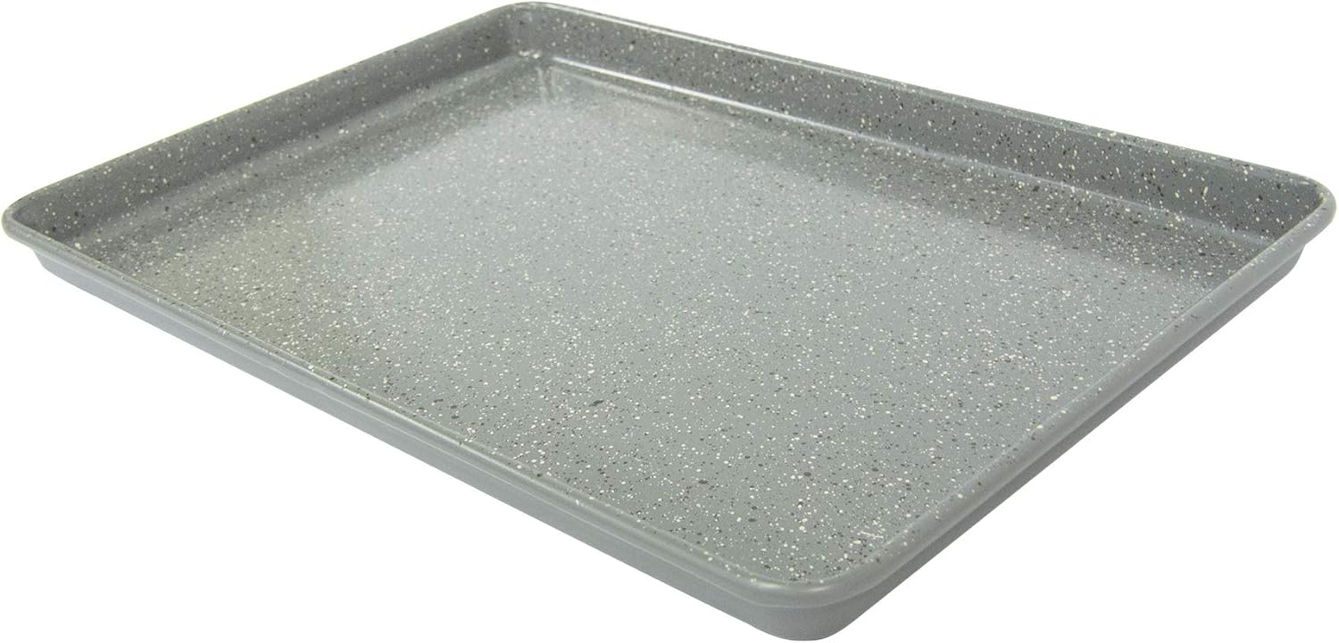 casaWare 13 x 9 x 1-Inch Ultimate Series Commercial Weight Ceramic Non-Stick Coating Cookie/Jelly Roll Pan (Silver Granite)