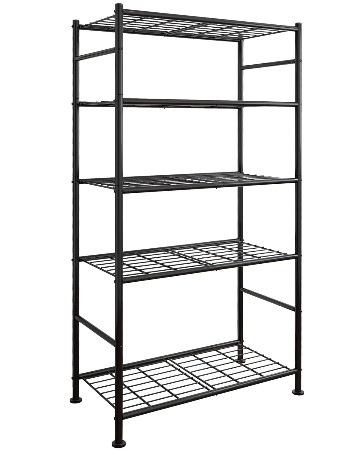 Storage Shelves - 5 Tier Shelf Organizer, Heavy Duty Garage Shelving Unit with Leveling Feet, Stable Metal Shelves Organizer for Pantry, Kitchen and Closet, 33.1" W X 12.6" D X 72.0" H, Black