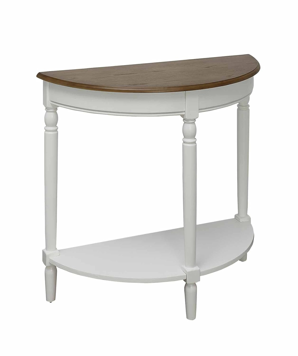 Convenience Concepts French Country Half-Round Entryway Table with Shelf, Driftwood/White