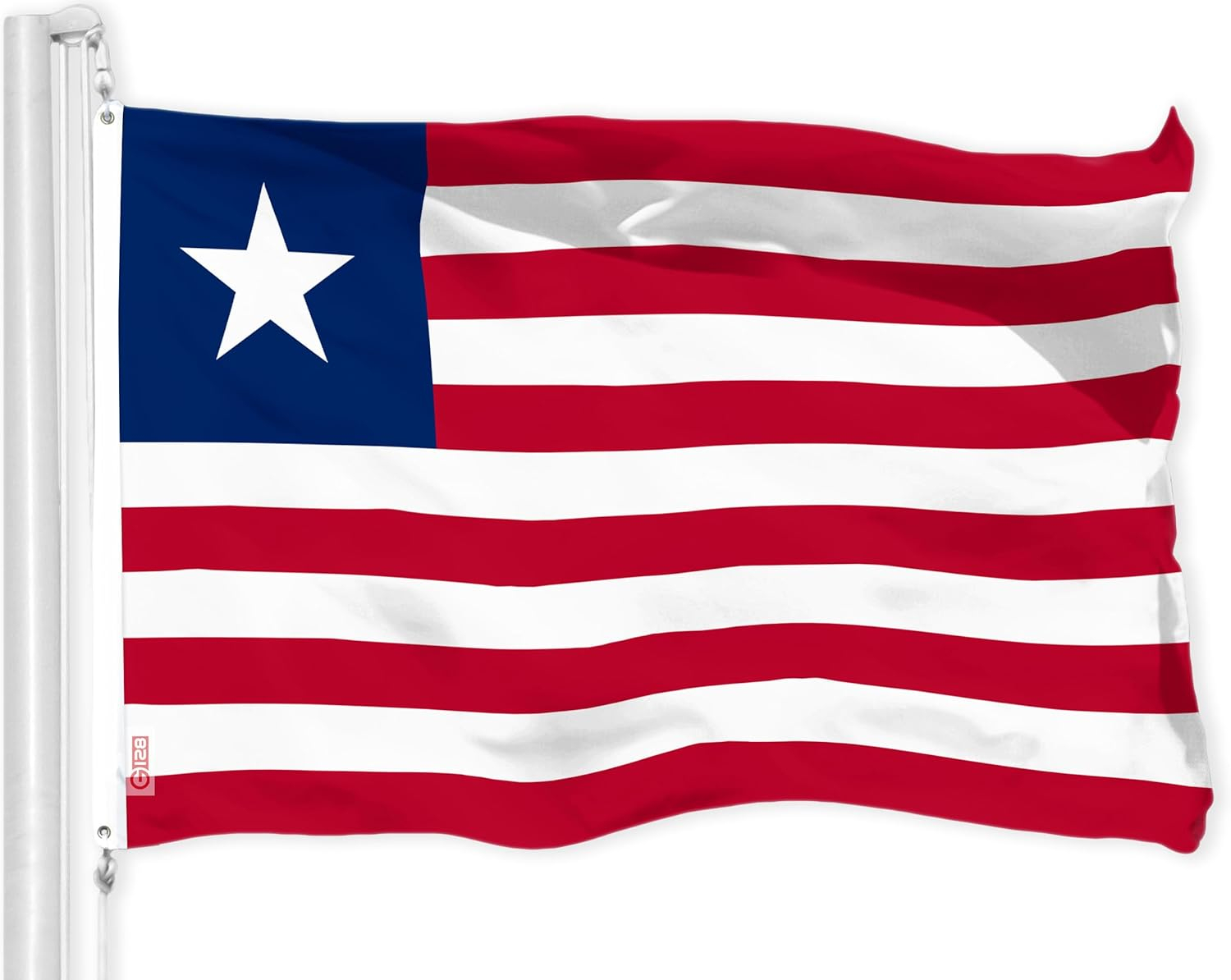 G128 Liberia Liberian Flag | 3x5 Ft | LiteWeave Pro Series Printed 150D Polyester | Country Flag, Indoor/Outdoor, Vibrant Colors, Brass Grommets, Thicker and More Durable Than 100D 75D Polyester