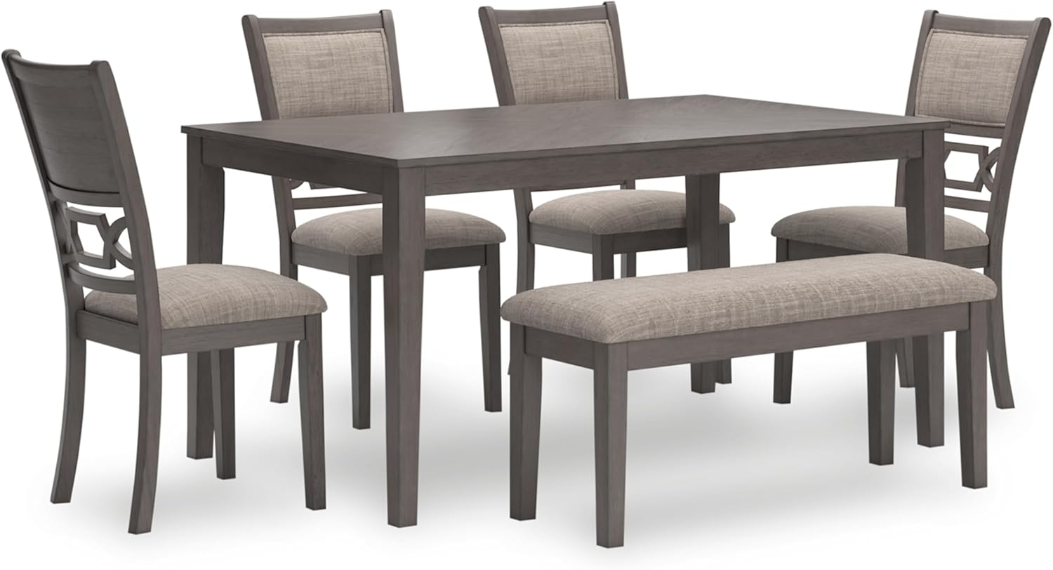 Gray Transitional Rectangular Dining Table Set with 4 Chairs