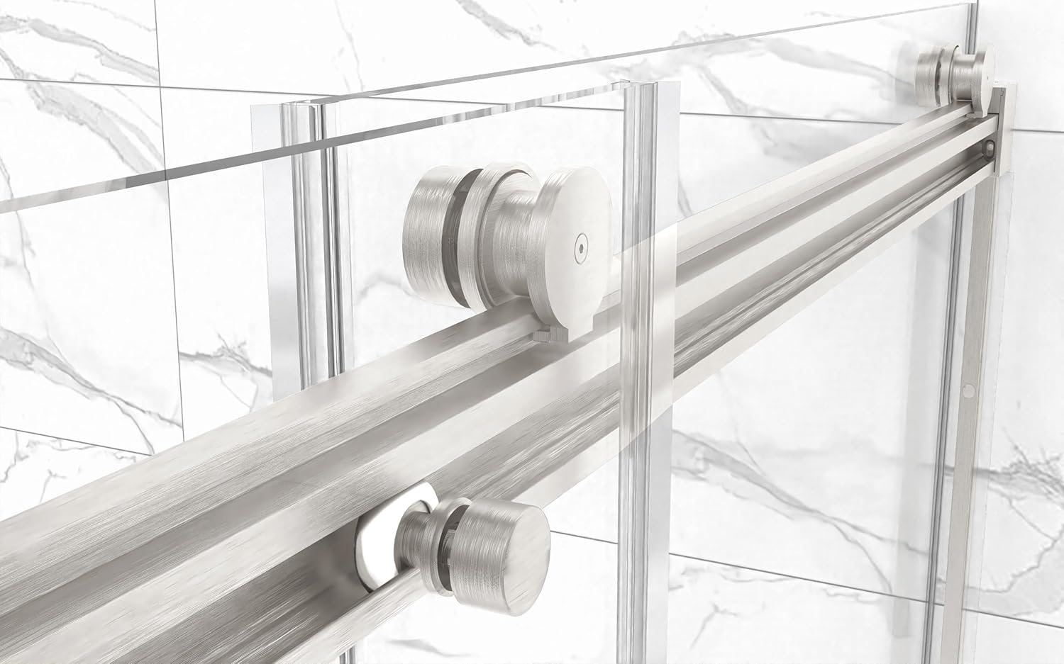 Sunrosa Shower Door 60"×76", Bypass Sliding Shower Door, Frameless Shower Door with Tempered Glass, Shower Glass Door in Brushed Nickel