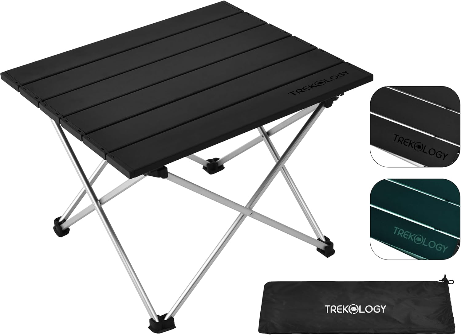 Trekology Foldable Aluminum Camping Table with Enforced Robust Hinged Connection.