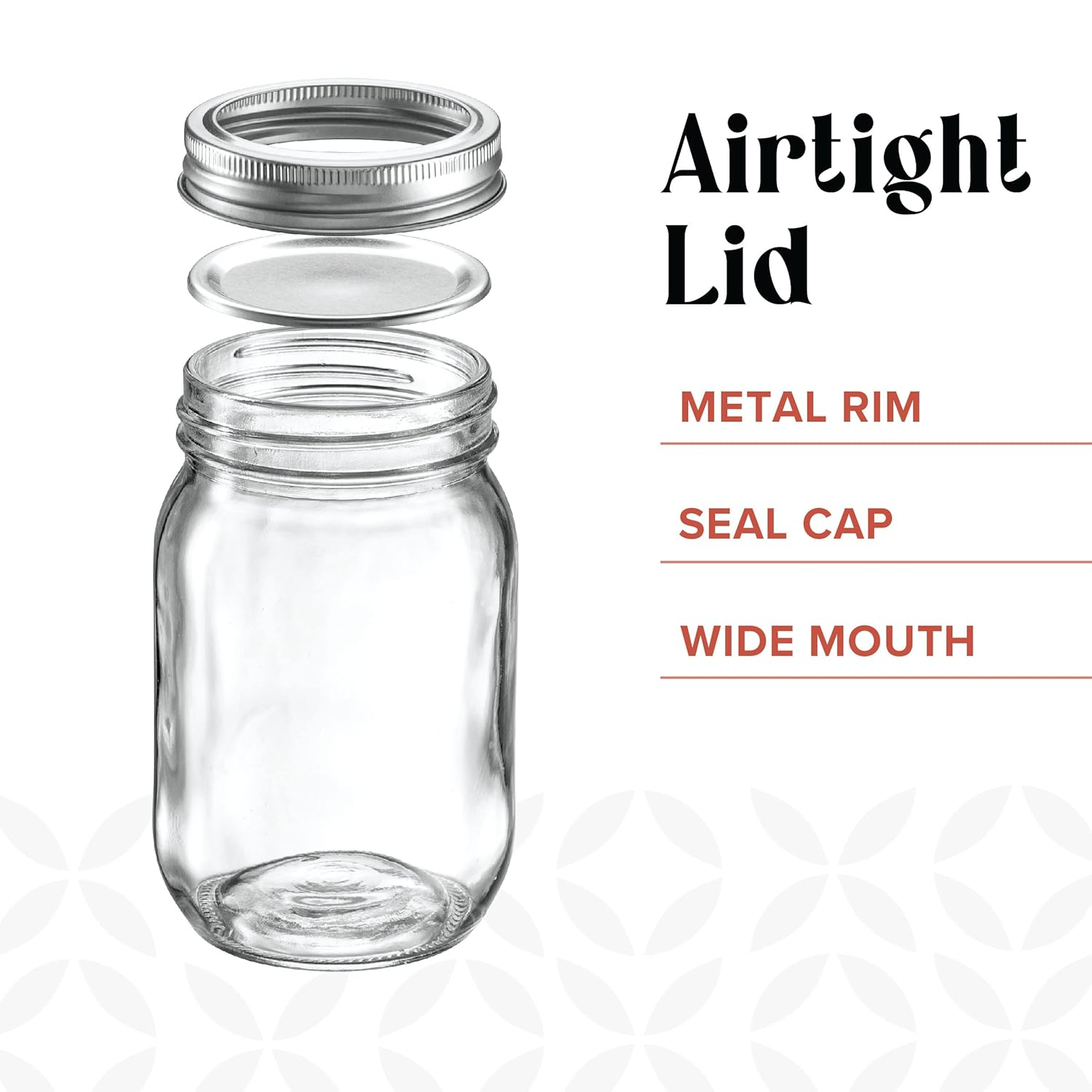 [6 Pack] 32 oz. Wide-Mouth Glass Mason Jars with Metal Airtight Lids and Bands 1 quart Large for Canning, Preserving, & Meal Prep