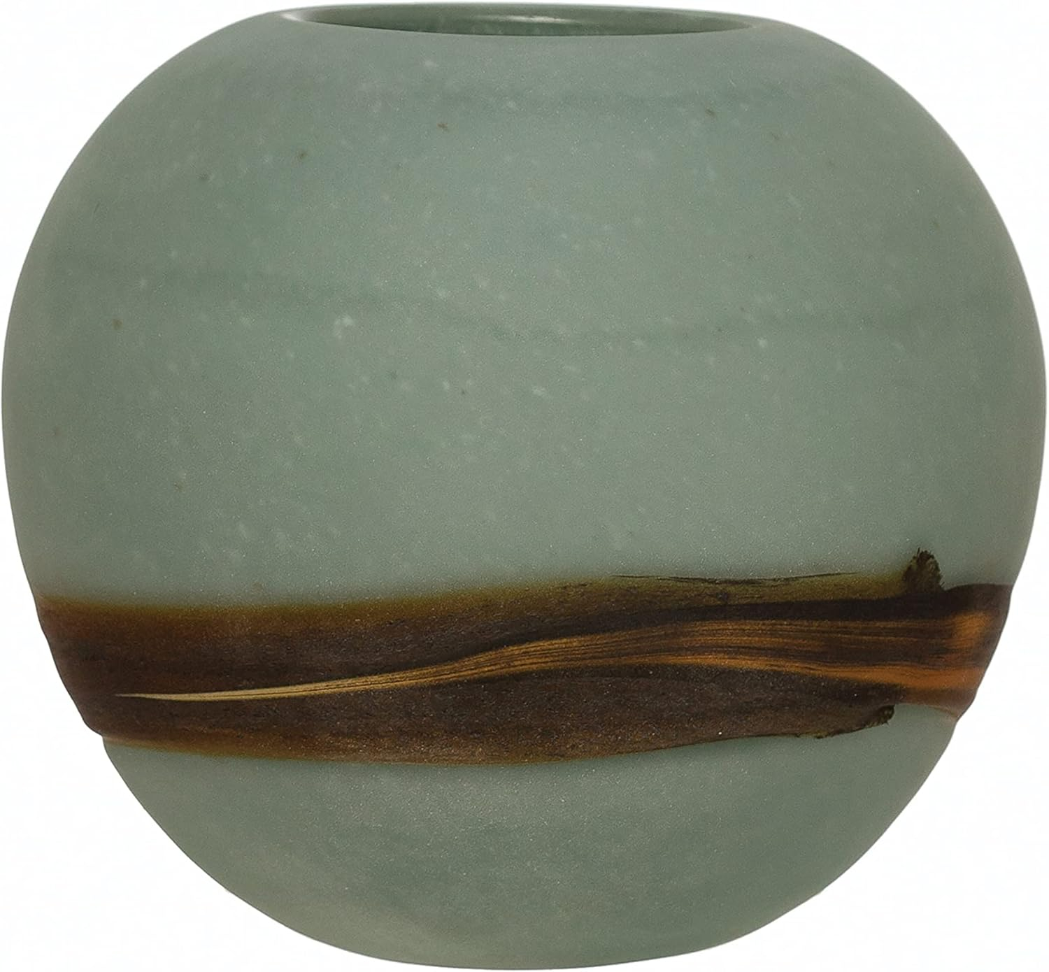 Creative Co-Op Hand-Blown Frosted Art Glass Vase with Multi Color Stripe