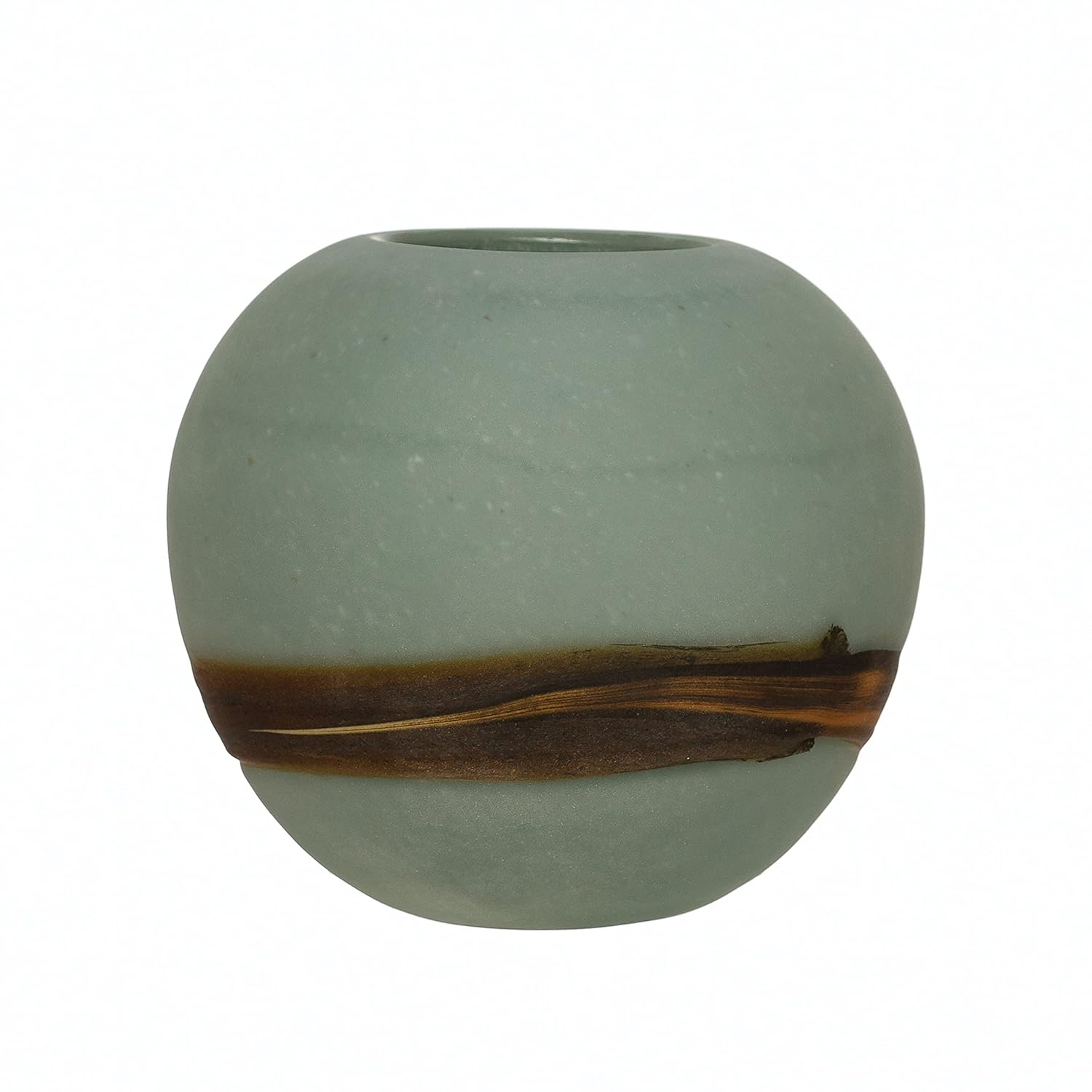 Creative Co-Op Hand-Blown Frosted Art Glass Vase with Multi Color Stripe