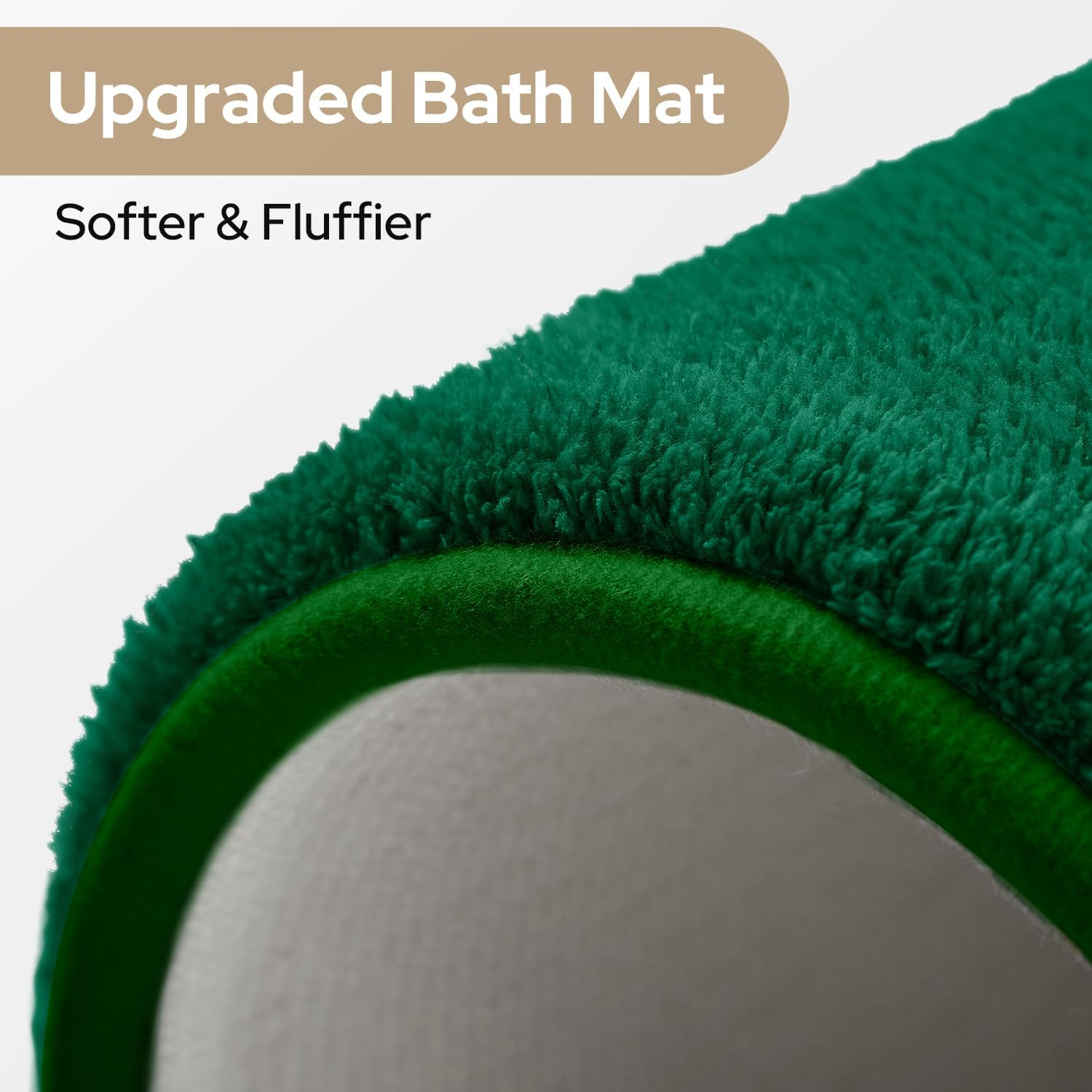 HOMEIDEAS Upgraded Bathroom Rugs Set 3 Piece, Extra Thick Absorbent Soft Memory Foam, Washable Toilet Bath Mat (Dark Green,17"x24"+20"x32"+U Shape 20"x24")