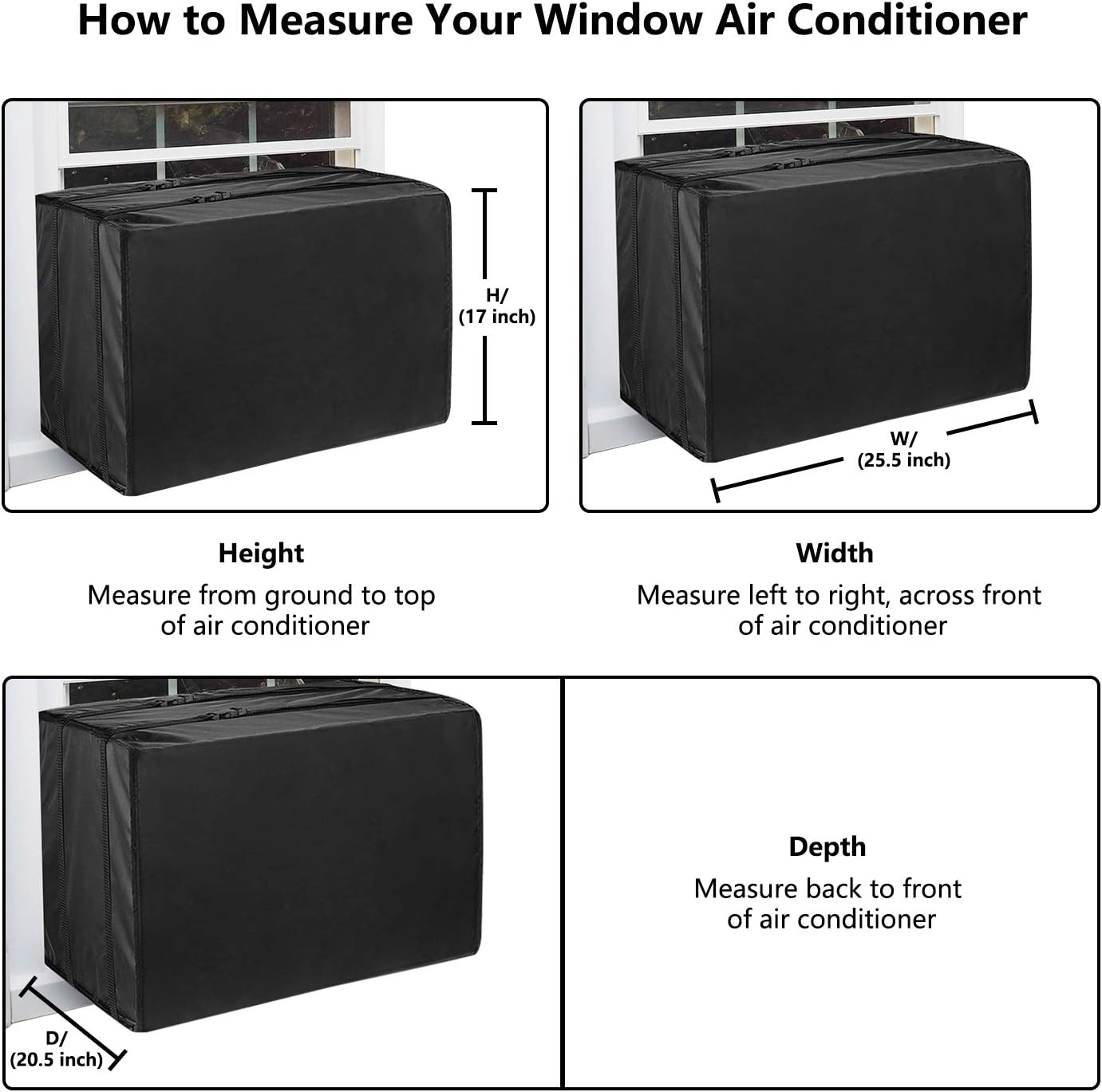 Aozzy Air Conditioner Covers For Window Units Ac Covers For Outside Unit Winter Outdoor Heavy Duty Waterproof Insulation Defender With Adjustable Straps 25.5"W x 17"H x 20.5"D Inches