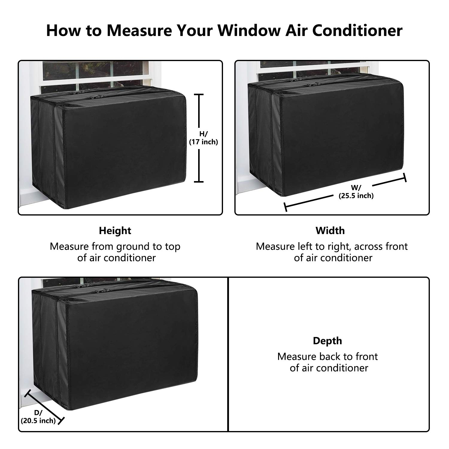 Aozzy Air Conditioner Covers For Window Units Ac Covers For Outside Unit Winter Outdoor Heavy Duty Waterproof Insulation Defender With Adjustable Straps 25.5"W x 17"H x 20.5"D Inches