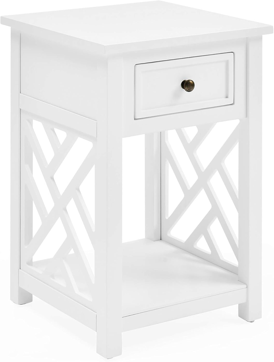 Alaterre Coventry Wood End Table with Drawer and Shelf, White