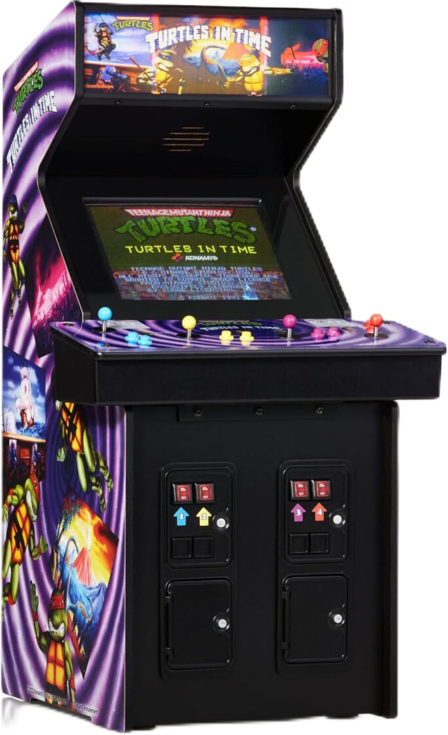 Numskull Quarter Arcades TMNT Turtles in Time Collector's Edition Mini Arcade - 1/4 Scale Authentic Wooden Replica, Original ROM, Rechargeable Battery & 3W Speakers for Retro Enthusiasts